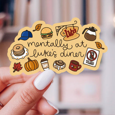 Mentally At Luke's Diner Sticker-Stickers-Painted Lavender