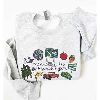 Mentally In Forks Washington Crewneck Sweatshirt-Painted Lavender