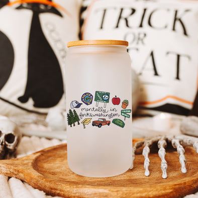 Mentally In Forks Washington Frosted Glass Can Cup