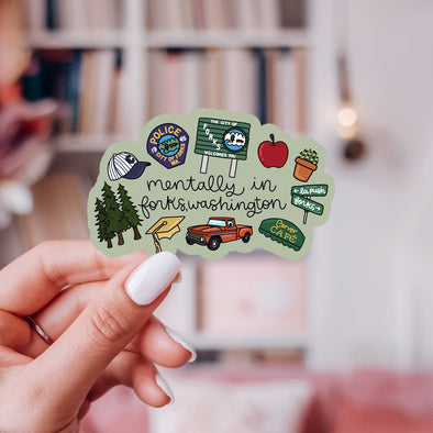 Mentally In Forks Washington Sage Twilight Sticker