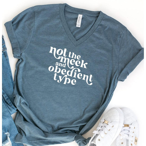 Not The Meek And Obedient Type Minimal Vneck Tee-Painted Lavender