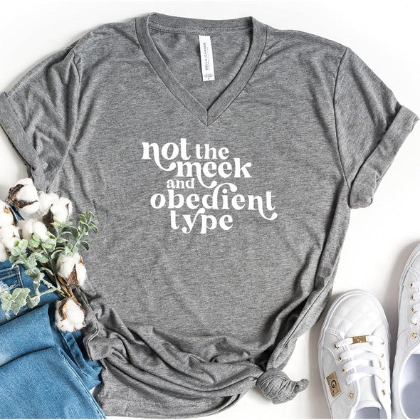 Not The Meek And Obedient Type Minimal Vneck Tee-Painted Lavender
