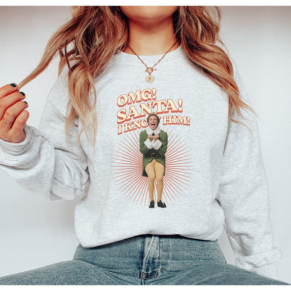 OMG Santa I Know Him Buddy Sweatshirt--Painted Lavender