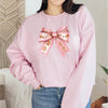 Pink Gingerbread Bow Crewneck Sweatshirt-Painted Lavender