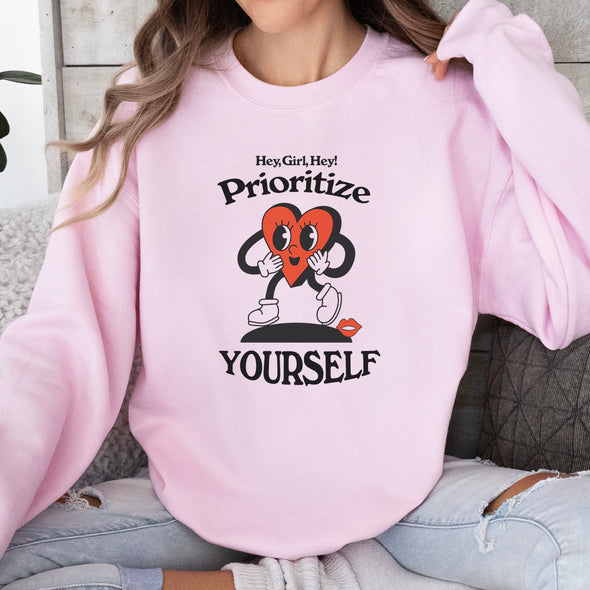 Prioritize Yourself Self Love Crewneck Sweatshirt-Painted Lavender
