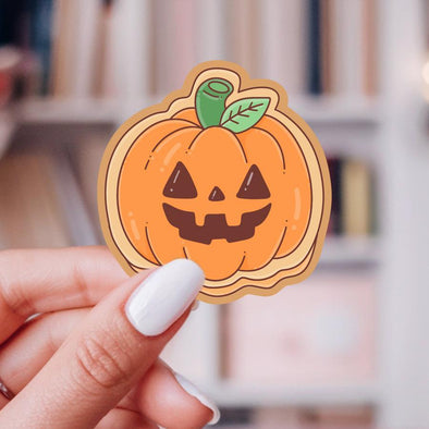 Jackolantern Pumpkin Cookie Sticker-Stickers-Painted Lavender