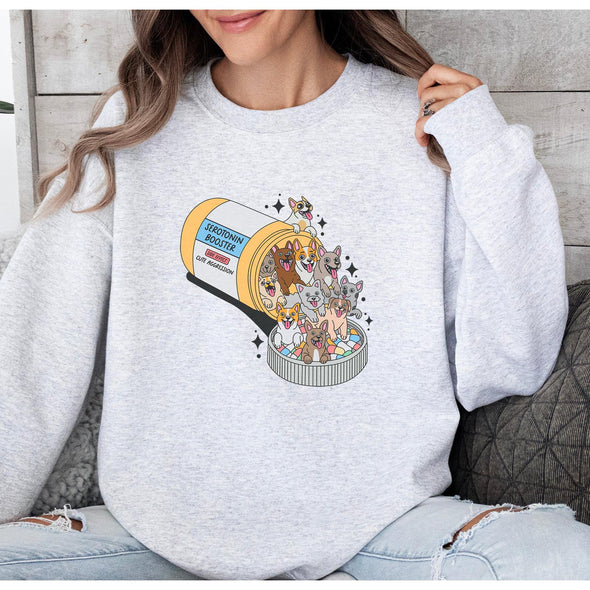Serotonin Booster Dogs Crewneck Sweatshirt-Painted Lavender