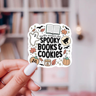 Spooky Books & Cookies Sticker-Stickers-Painted Lavender
