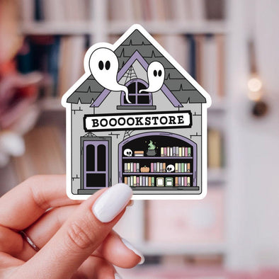 Spooky Bookstore Sticker-Stickers-Painted Lavender