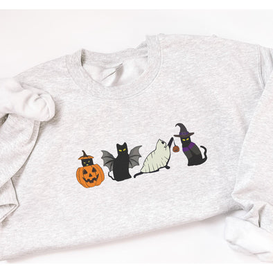 Spooky Cats Crewneck Sweatshirt-Painted Lavender