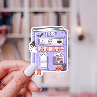 Spooky Book Bookstore Sticker-Stickers-Painted Lavender