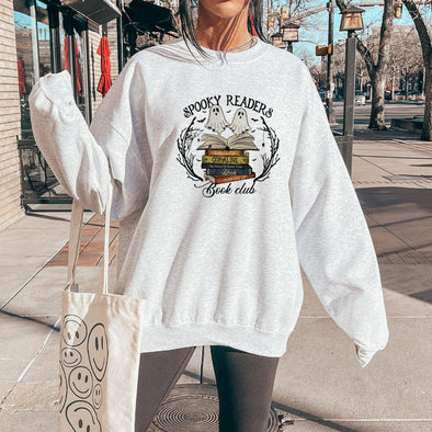 Spooky Readers Book Club Crewneck Sweatshirt-Painted Lavender