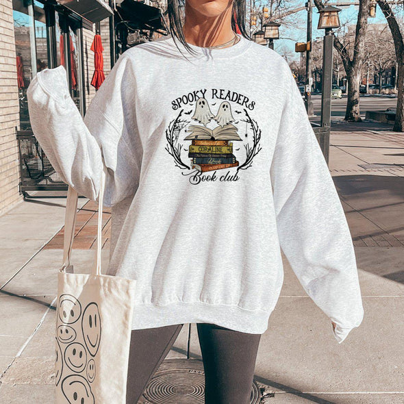 Spooky Readers Book Club Crewneck Sweatshirt-Painted Lavender