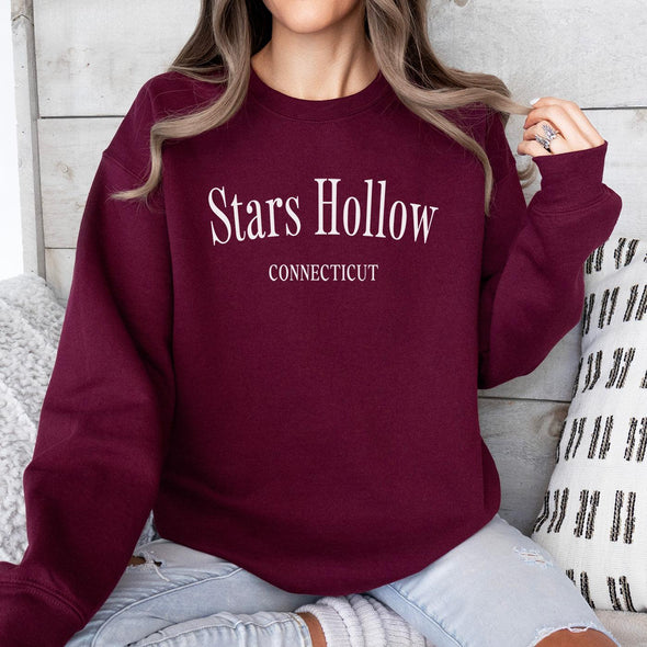 Stars Hollow Crewneck Sweatshirt-S-Maroon-Painted Lavender