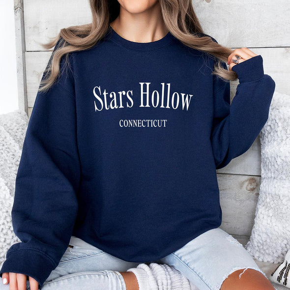 Stars Hollow Crewneck Sweatshirt-S-Navy-Painted Lavender