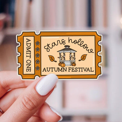 Stars Hollow Autumn Festival Ticket Sticker-Stickers-Painted Lavender