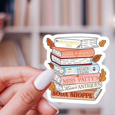 Stars Hollow Locations Book Stack Sticker-Stickers-Painted Lavender