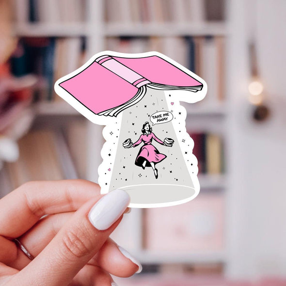 Take Me Away Bookish Sticker-Stickers-Painted Lavender
