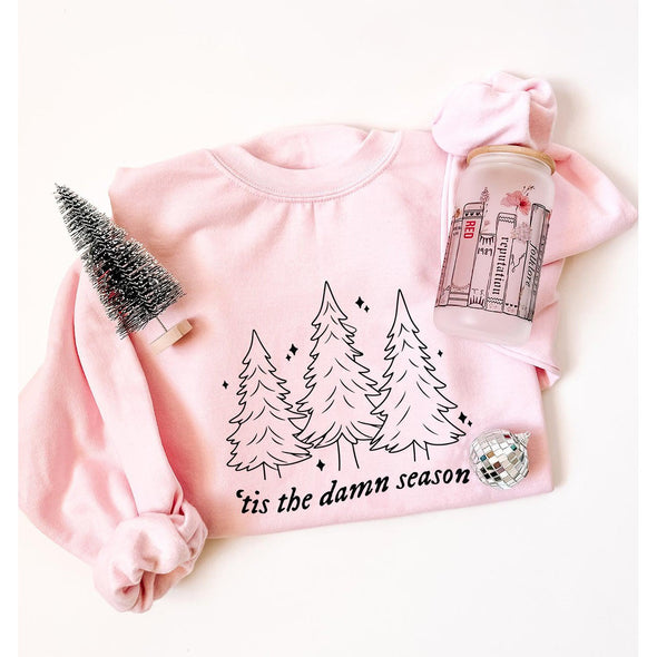Tis The Damn Season Crewneck Sweatshirt--Painted Lavender