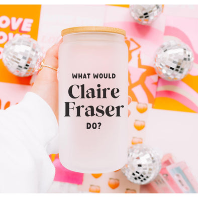 What Would Claire Fraser Do Frosted Glass Can Cup--Painted Lavender