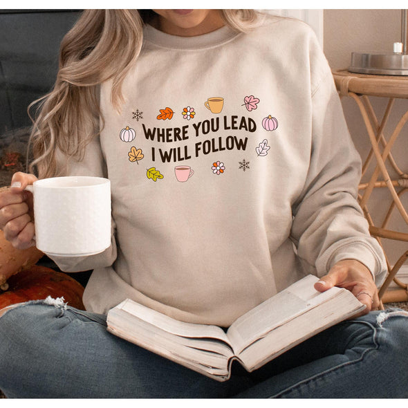 Where You Lead I Will Follow Gilmore Girls Crewneck Sweatshirt-Painted Lavender