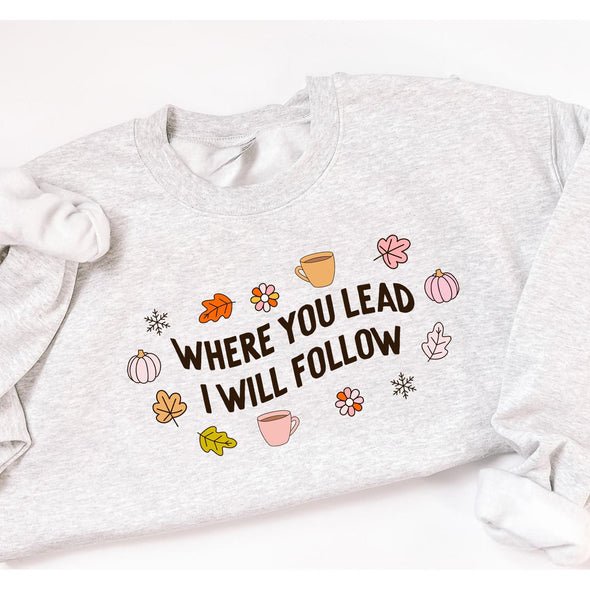Where You Lead I Will Follow Gilmore Girls Crewneck Sweatshirt-Painted Lavender