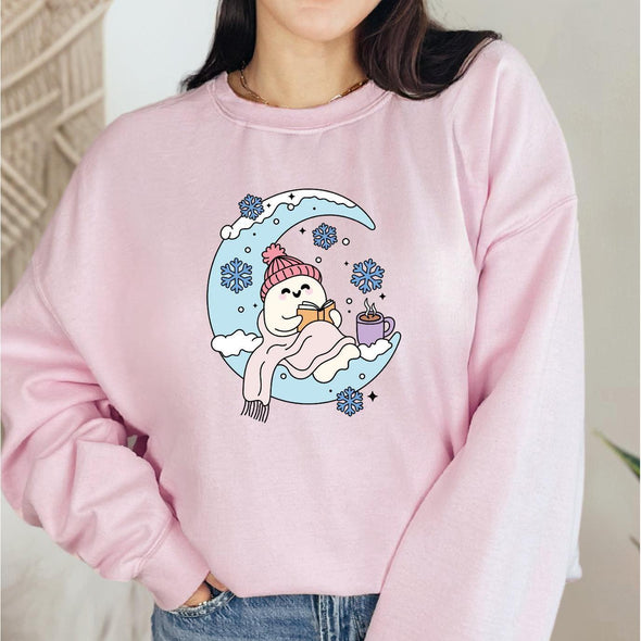 Winter Moon Bookish Crewneck Sweatshirt-Painted Lavender