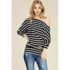 Back to Black Stripe Dolman Top, Black and White--Painted Lavender