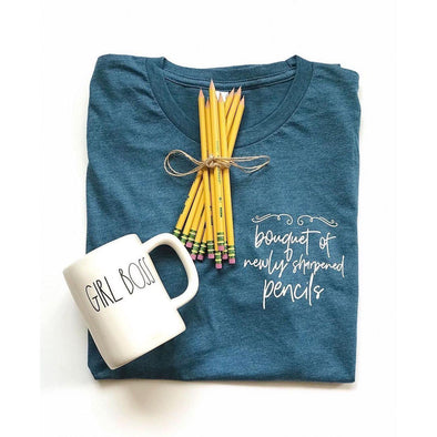 Bouquet of Sharpened Pencils You've Got Mail Crew Neck Tee-Painted Lavender