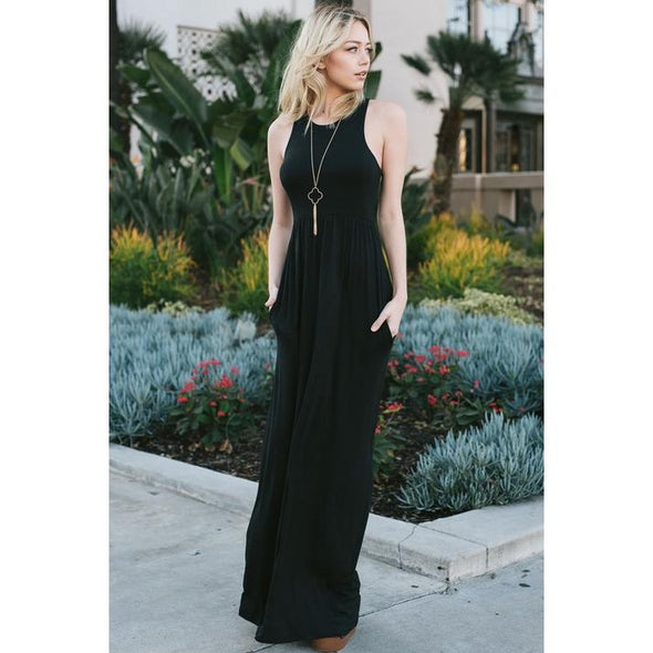 Charlotte Maxi Dress, Black--Painted Lavender
