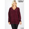 Chenille V-Neck Sweater, Plum-Painted Lavender