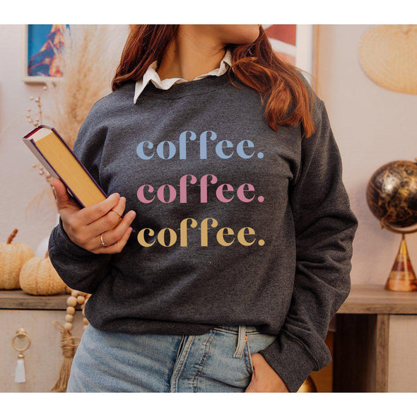 Coffee Coffee Coffee Sweatshirt, Pastel Print--Painted Lavender