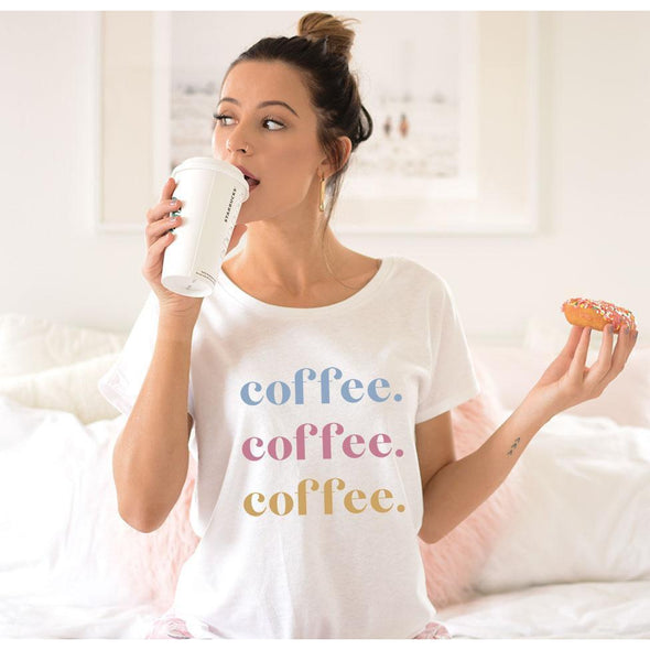 Coffee Coffee Coffee Tee, Pastel Print--Painted Lavender