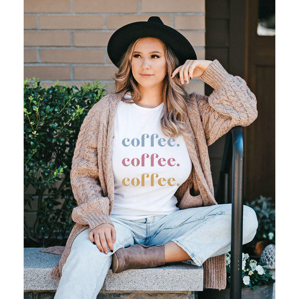 Coffee Coffee Coffee Tee, Pastel Print--Painted Lavender