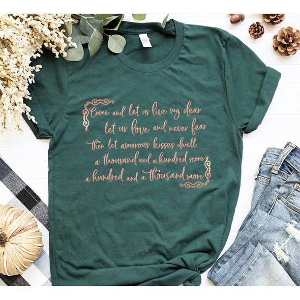 Come Let Us Live My Dear Outlander Crew Neck Tee, Rose Gold--Painted Lavender