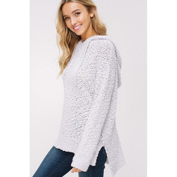 Cozy Dreams Hoodie Sweater, Light Grey-Painted Lavender