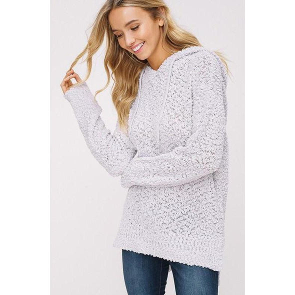 Cozy Dreams Hoodie Sweater, Light Grey-Painted Lavender