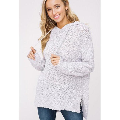 Cozy Dreams Hoodie Sweater, Light Grey--Painted Lavender