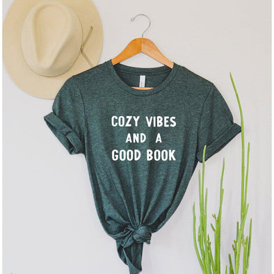 Cozy Vibes And A Good Book Tee-Painted Lavender