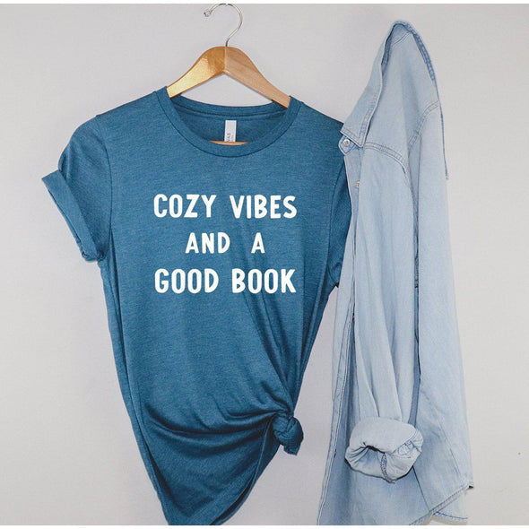 Cozy Vibes And A Good Book Tee-Painted Lavender