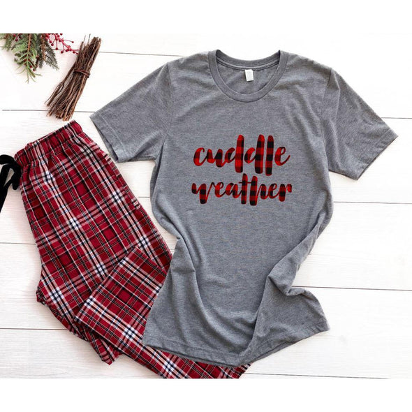 Cuddle Weather Crew Neck Tee, Buffalo Plaid--Painted Lavender