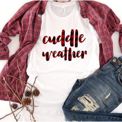Cuddle Weather Crew Neck Tee, Buffalo Plaid--Painted Lavender