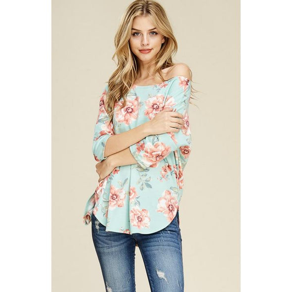 Eden Floral Top, Mint-Tops-Painted Lavender