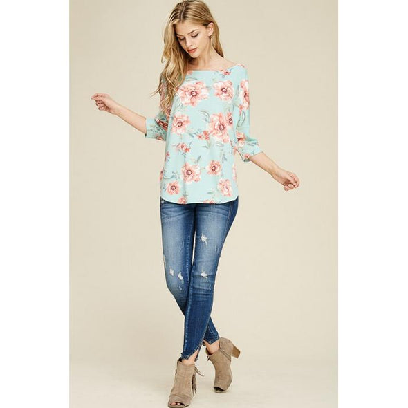 Eden Floral Top, Mint-Tops-Painted Lavender