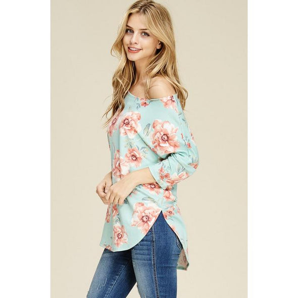 Eden Floral Top, Mint-Tops-Painted Lavender
