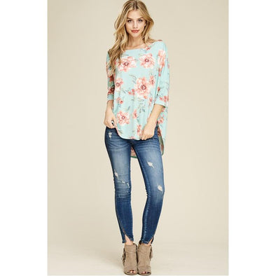 Eden Floral Top, Mint-Tops-Painted Lavender