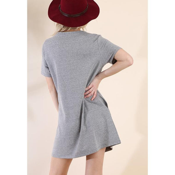 Embroidered Tshirt Dress--Painted Lavender