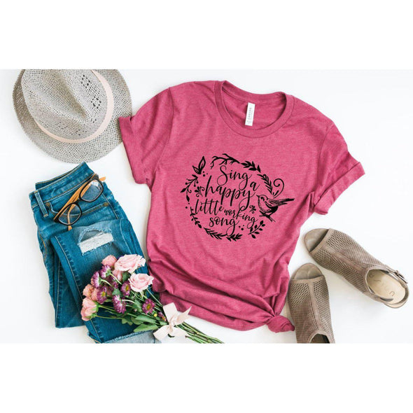 Enchanted Sing a Happy Little Working Song Crew Neck Tee--Painted Lavender