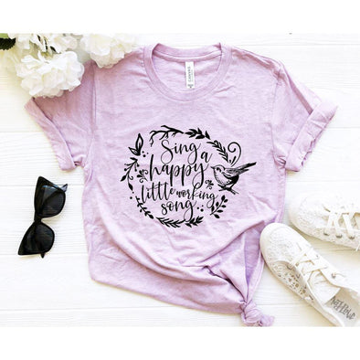 Enchanted Sing a Happy Little Working Song Crew Neck Tee-Painted Lavender