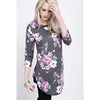 Grace Floral Top in Charcoal Grey-Painted Lavender